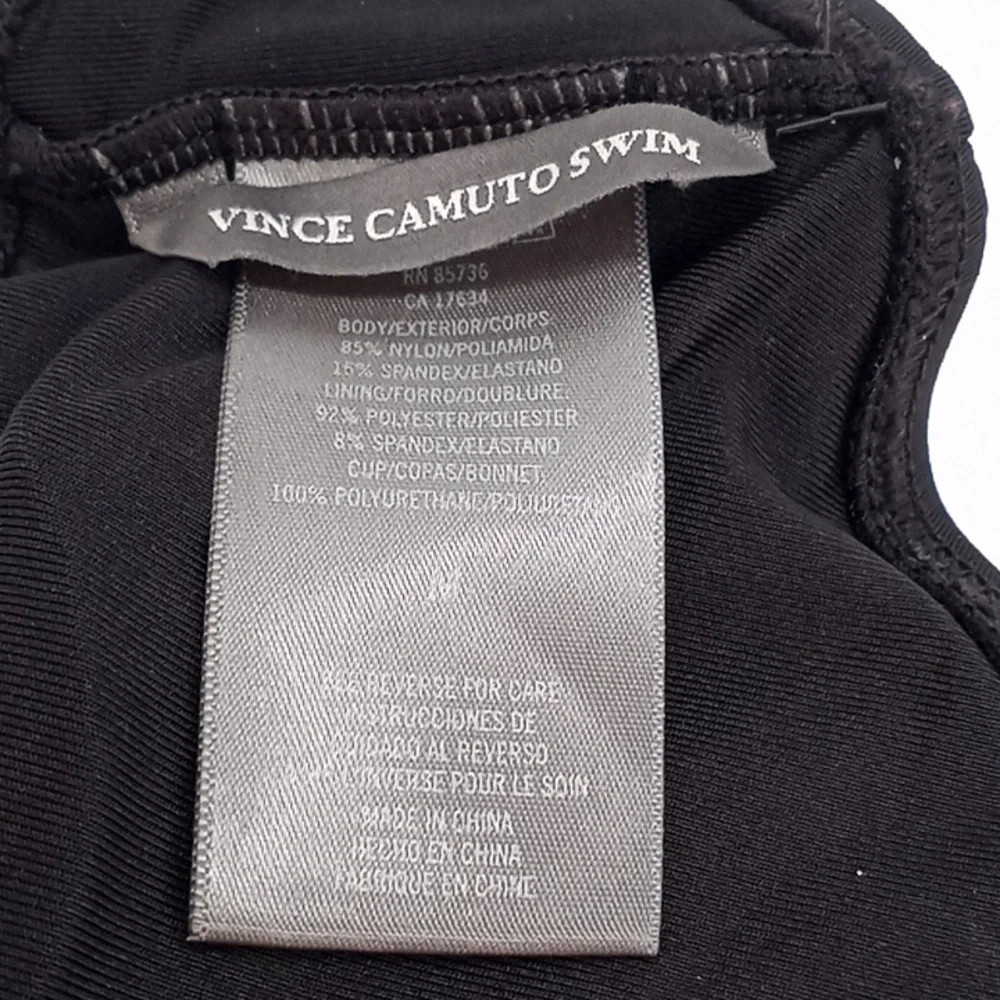 Vince Camuto Serengeti‎ Logo-Ring Cutout Halter Bikini Swim Top Black M